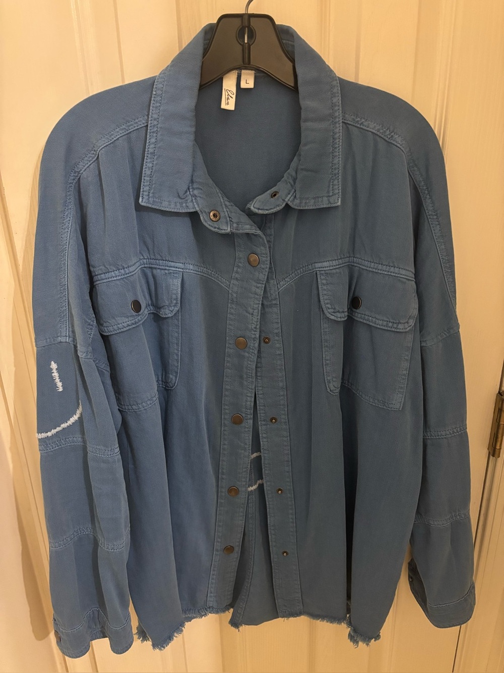 Elan Dusty Blue Snap-Front Utility Shirt